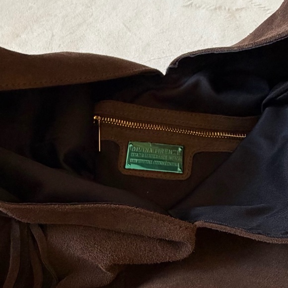 Divina Firenze Genuine Leather Brown Suede Fringe Bag - Picture 14 of 15